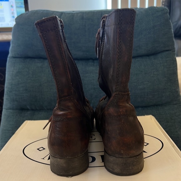 Steve Madden Troopa Ankle Combat Booties in Brown Leather 7 - Picture 3 of 4